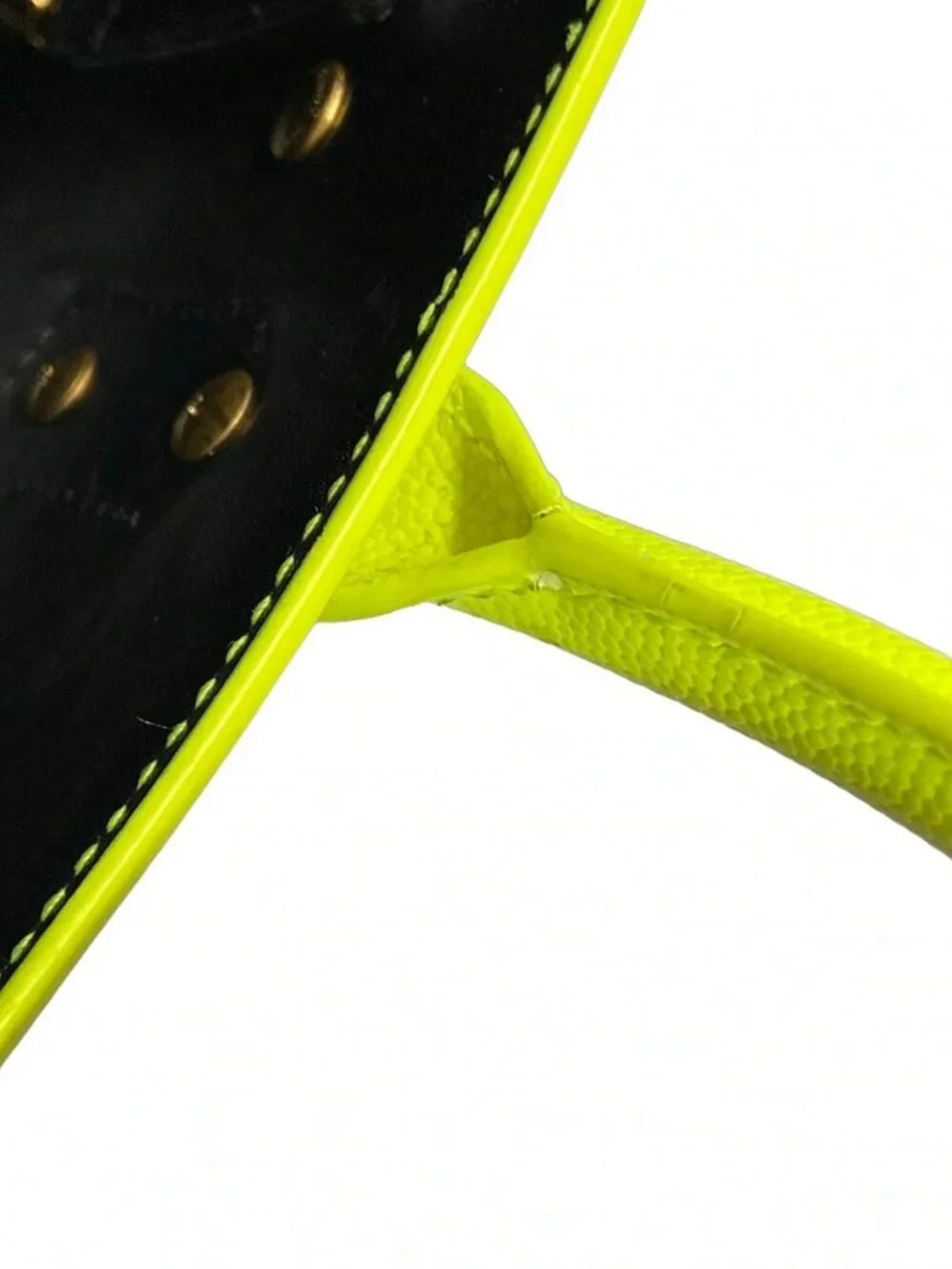 SAINT LAURENT PARIS Sucked Jules Nano 392035 Neon Yellow Leather Handbag